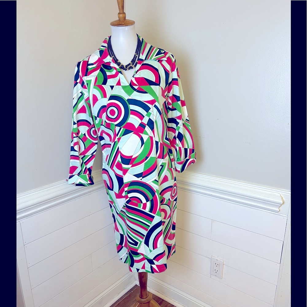 Melly M Retro Look Abstract Print Dress 6 FREE SHIP